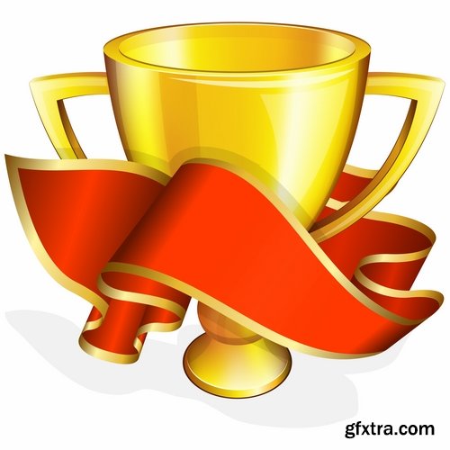 Collection of vector image Cup winner\'s prize medal victory 25 EPS