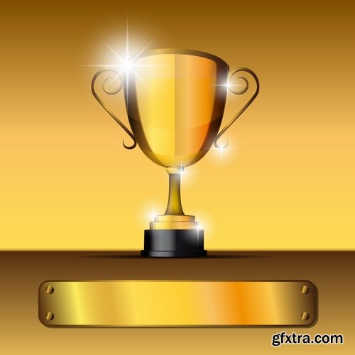 Collection of vector image Cup winner\'s prize medal victory 25 EPS