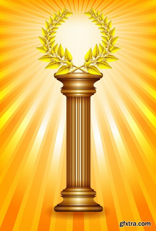 Collection of vector image Cup winner\'s prize medal victory 25 EPS