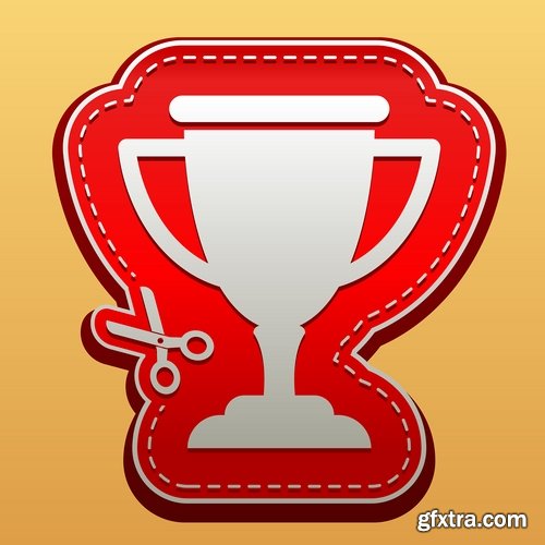 Collection of vector image Cup winner\'s prize medal victory 25 EPS