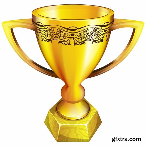 Collection of vector image Cup winner\'s prize medal victory 25 EPS