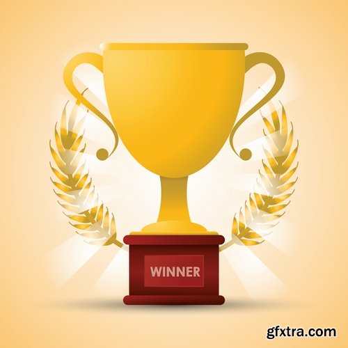 Collection of vector image Cup winner\'s prize medal victory 25 EPS