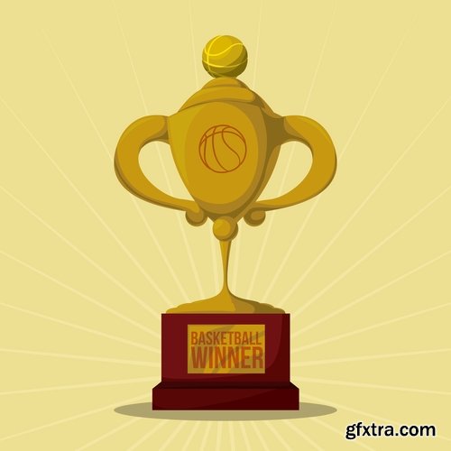 Collection of vector image Cup winner\'s prize medal victory 25 EPS