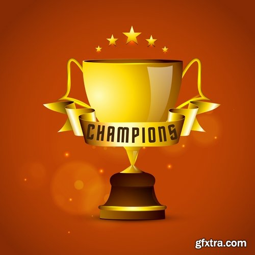 Collection of vector image Cup winner\'s prize medal victory 25 EPS