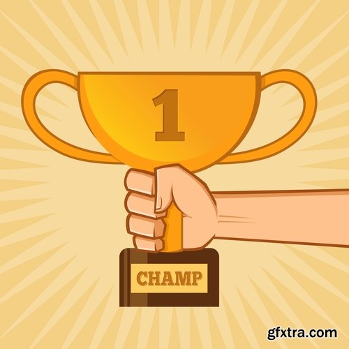 Collection of vector image Cup winner\'s prize medal victory 25 EPS