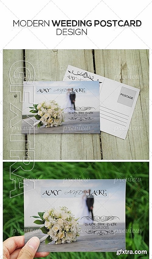 Modern Style Wedding Invitation Post Card 4428