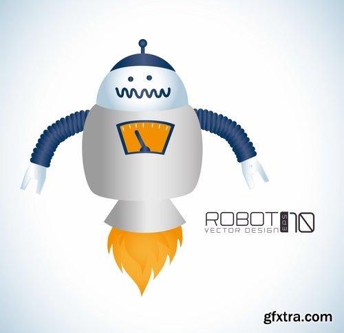 Collection of vector image of cyborg robot toy icon emblem 25 Eps