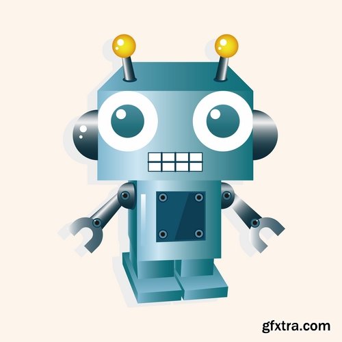 Collection of vector image of cyborg robot toy icon emblem 25 Eps