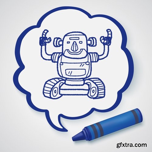 Collection of vector image of cyborg robot toy icon emblem 25 Eps