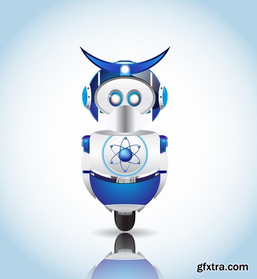 Collection of vector image of cyborg robot toy icon emblem 25 Eps