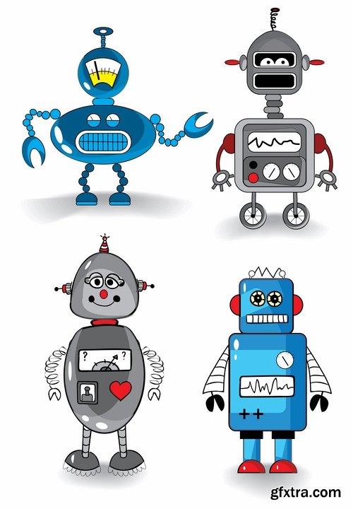 Collection of vector image of cyborg robot toy icon emblem 25 Eps