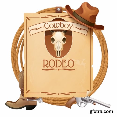 Collection of vector image cowboy herder boots saddle stirrups icon illustration west 25 EPS