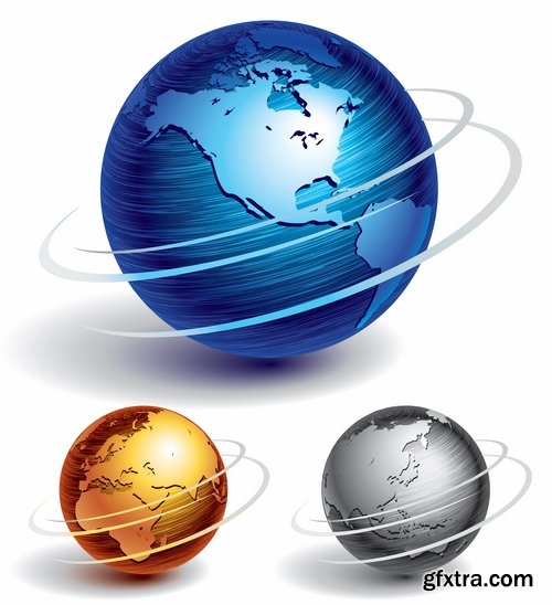 Collection of vector image earth planet Globe earth globe 25 EPS