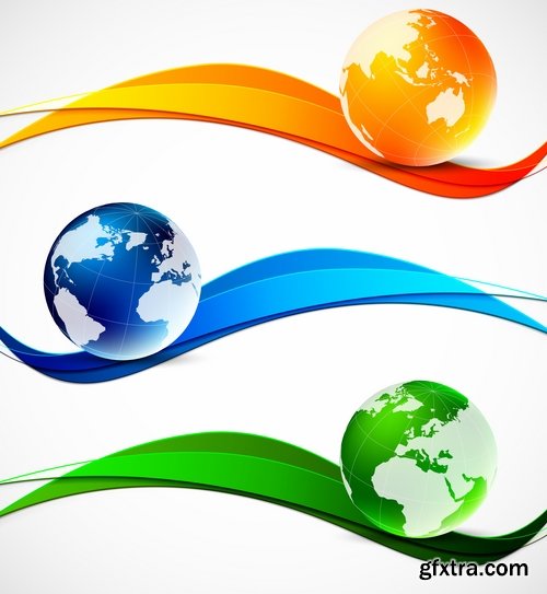 Collection of vector image earth planet Globe earth globe 25 EPS