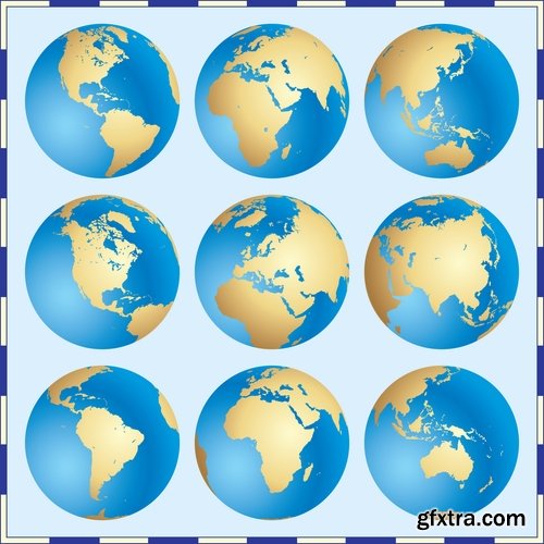 Collection of vector image earth planet Globe earth globe 25 EPS