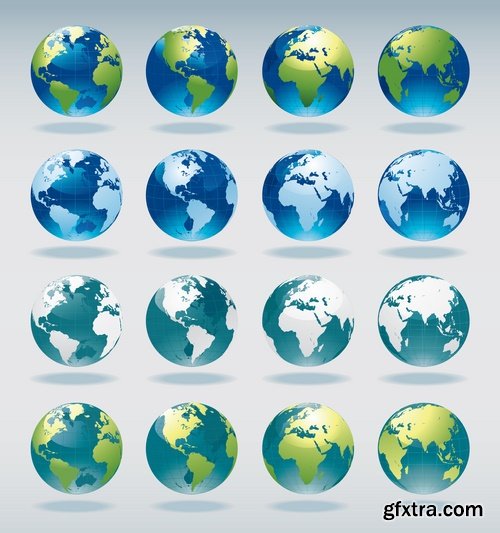 Collection of vector image earth planet Globe earth globe 25 EPS