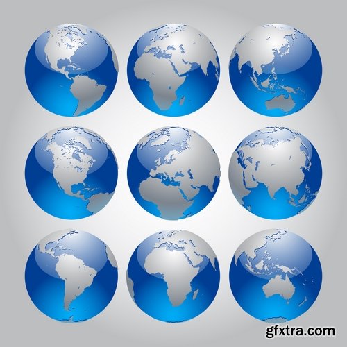 Collection of vector image earth planet Globe earth globe 25 EPS