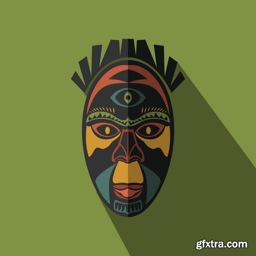 Collection of vector image mask shaman sorcerer wizard 25 EPS