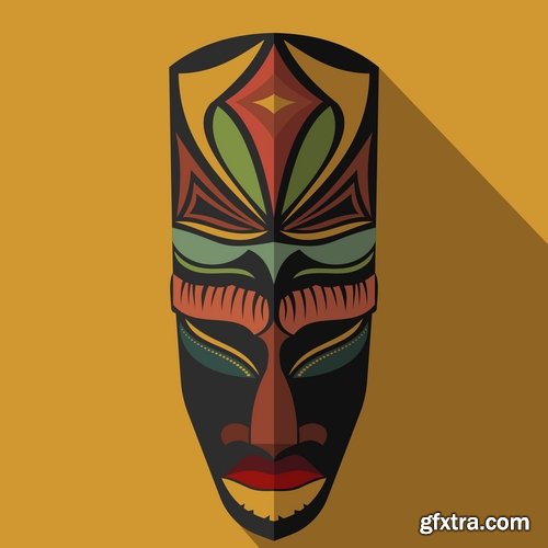 Collection of vector image mask shaman sorcerer wizard 25 EPS