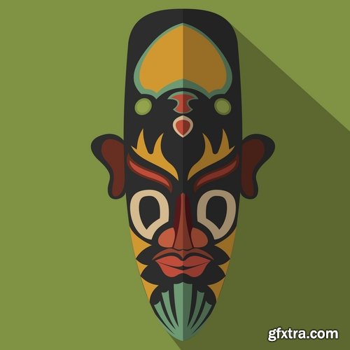 Collection of vector image mask shaman sorcerer wizard 25 EPS