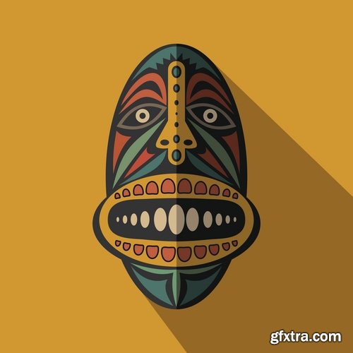 Collection of vector image mask shaman sorcerer wizard 25 EPS