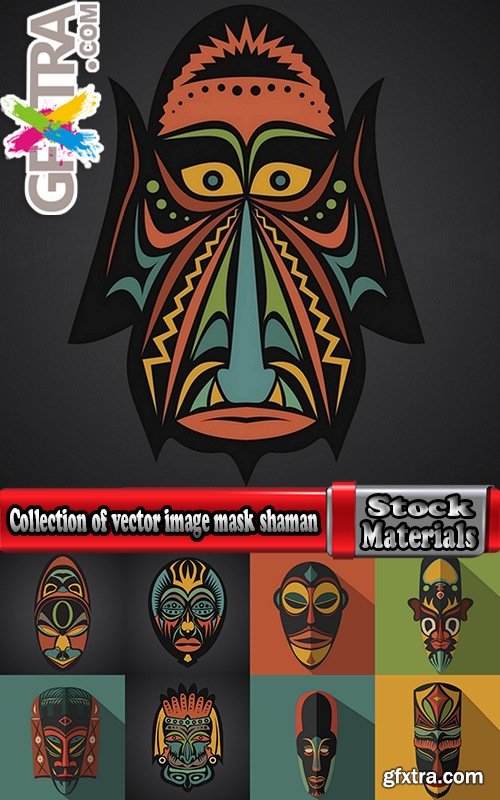 Collection of vector image mask shaman sorcerer wizard 25 EPS