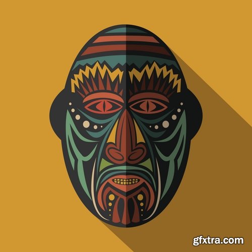 Collection of vector image mask shaman sorcerer wizard 25 EPS