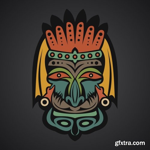 Collection of vector image mask shaman sorcerer wizard 25 EPS