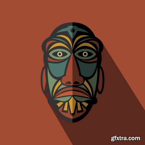 Collection of vector image mask shaman sorcerer wizard 25 EPS