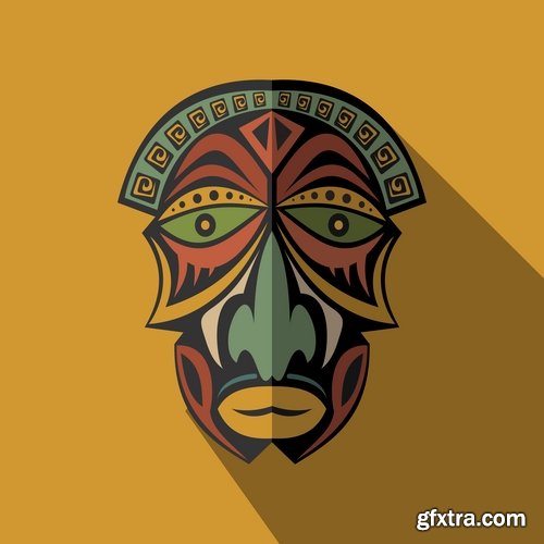 Collection of vector image mask shaman sorcerer wizard 25 EPS