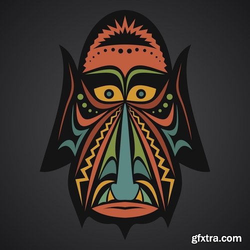 Collection of vector image mask shaman sorcerer wizard 25 EPS