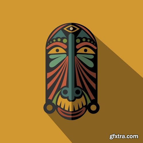 Collection of vector image mask shaman sorcerer wizard 25 EPS