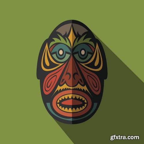 Collection of vector image mask shaman sorcerer wizard 25 EPS