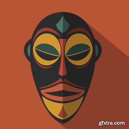 Collection of vector image mask shaman sorcerer wizard 25 EPS