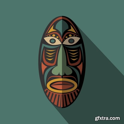 Collection of vector image mask shaman sorcerer wizard 25 EPS