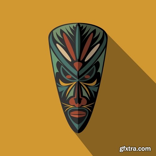 Collection of vector image mask shaman sorcerer wizard 25 EPS