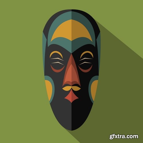 Collection of vector image mask shaman sorcerer wizard 25 EPS