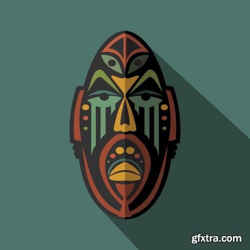 Collection of vector image mask shaman sorcerer wizard 25 EPS