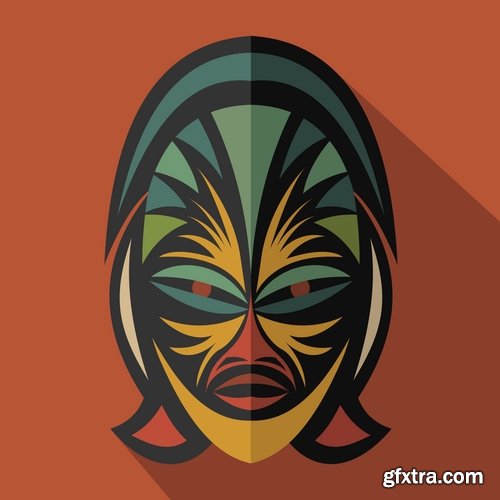 Collection of vector image mask shaman sorcerer wizard 25 EPS