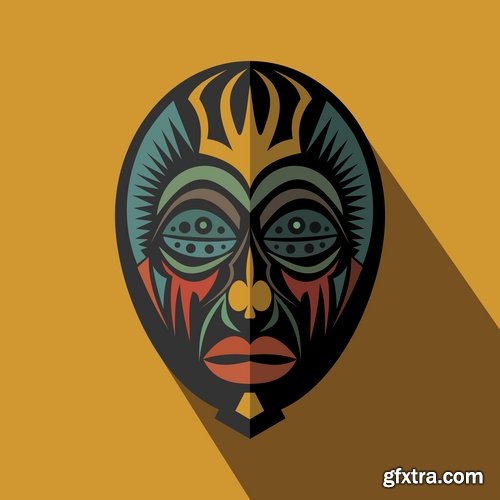 Collection of vector image mask shaman sorcerer wizard 25 EPS