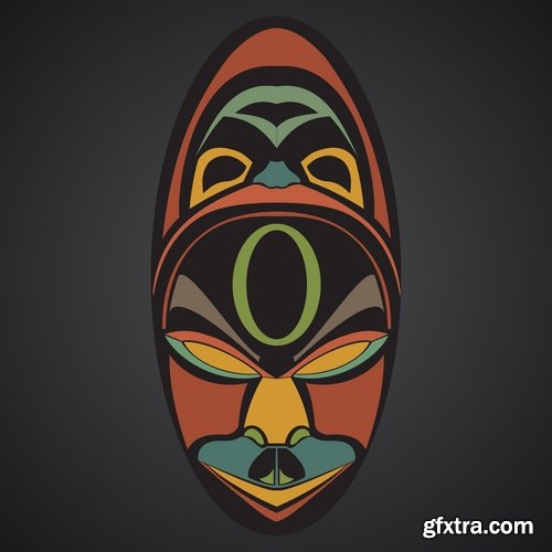 Collection of vector image mask shaman sorcerer wizard 25 EPS