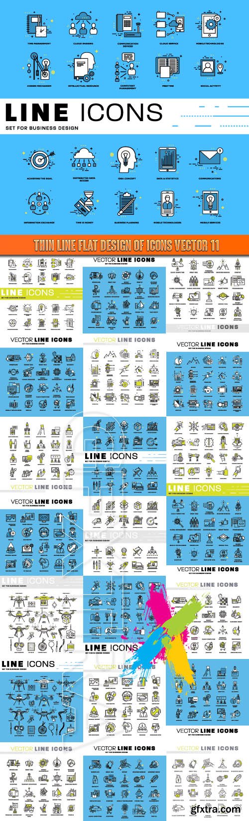 Thin line flat design of icons vector 11