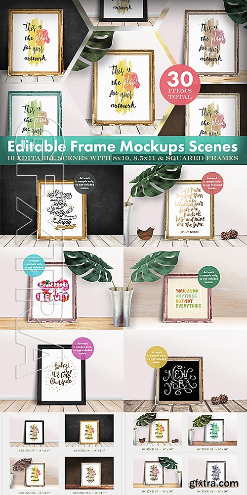 CM - Editable Frame Mockups Scenes Bundle 514974