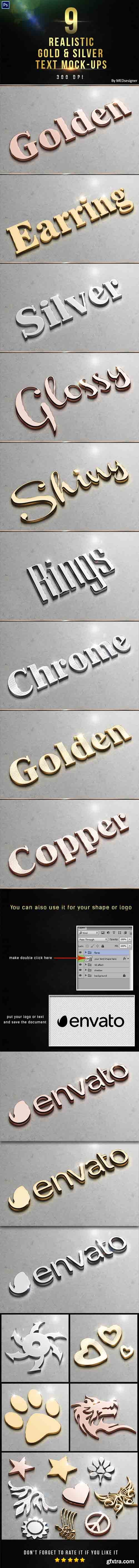 GR - 9 3D Realistic Gold &amp; Silver Text Mock-ups 14933202