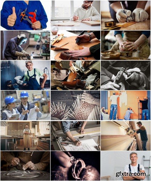 Collection of craft tailor shoemaker profession carpenter construction worker mechanic 25 HQ Jpeg