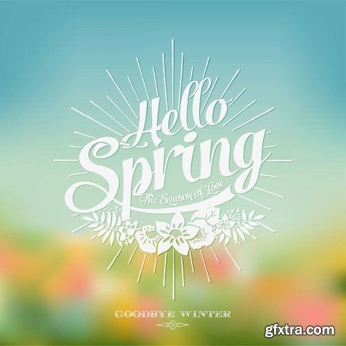 Collection of vector illustration picture Spring flower grass flyer card 25 EPS