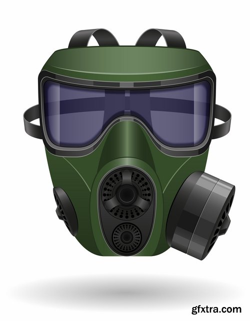 Collection of vector image gas mask on the face of the gas protection 25 EPS