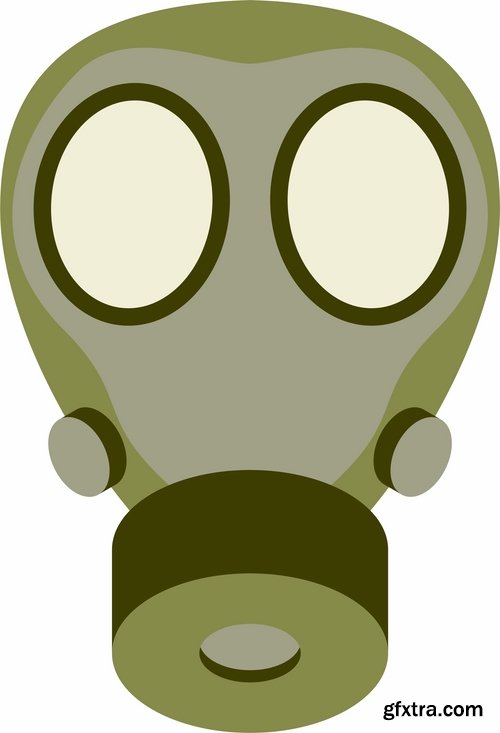 Collection of vector image gas mask on the face of the gas protection 25 EPS