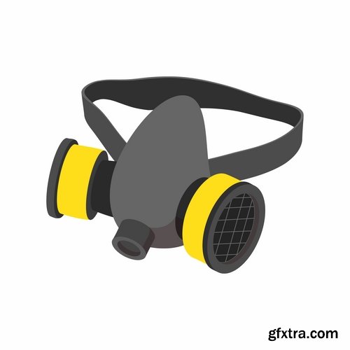 Collection of vector image gas mask on the face of the gas protection 25 EPS