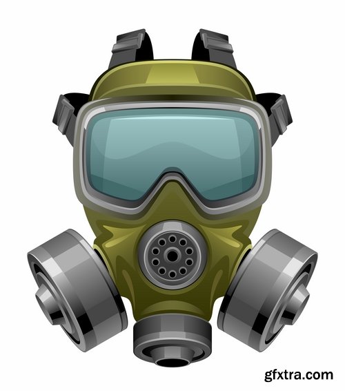 Collection of vector image gas mask on the face of the gas protection 25 EPS